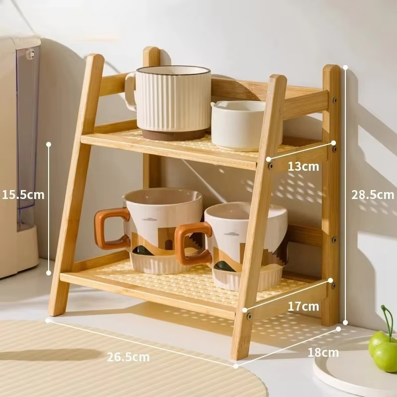 Sports Equipment Storage Rack - Retro Bamboo 2 Layer Storage Rack
