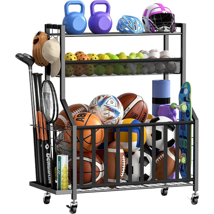 Sports Equipment Garage Organizer - Garage Sports Equipment Organizer, Ball Storage