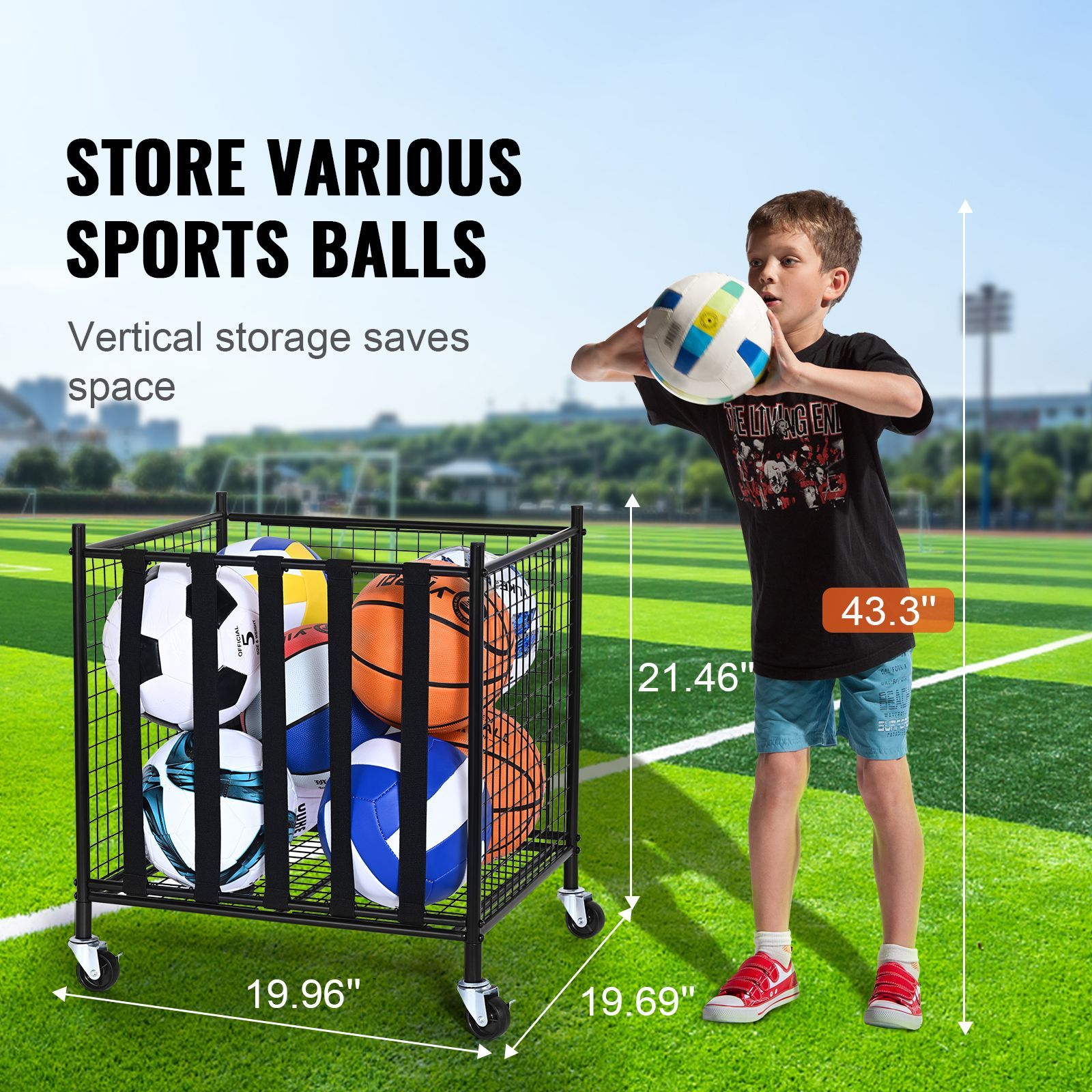 Rolling Sports Ball Storage Ca - Sports Equipment Storage Rack ulasan dan harga