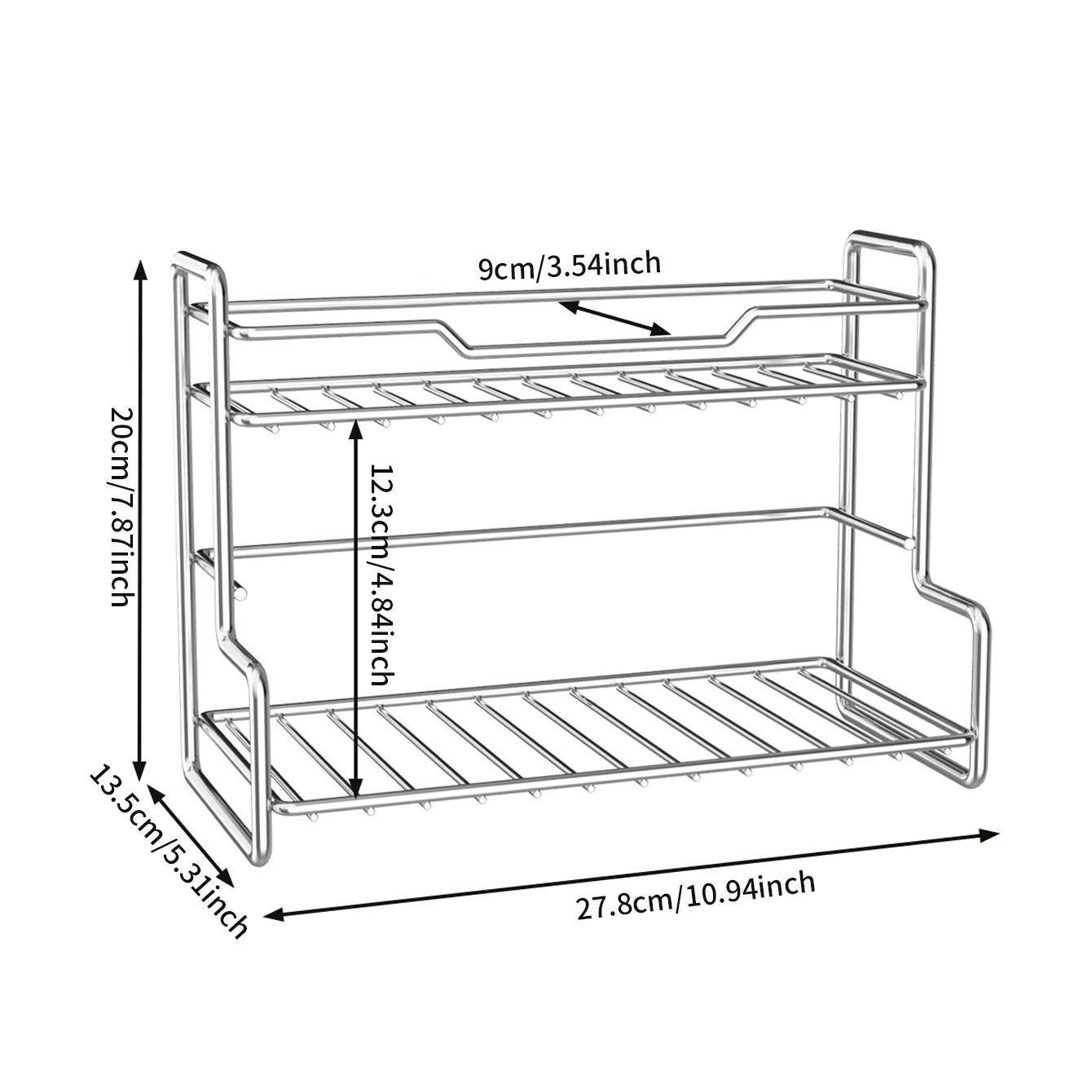 2-Tier Stainless Steel Bathroo - Sports Equipment Storage Rack ulasan dan harga