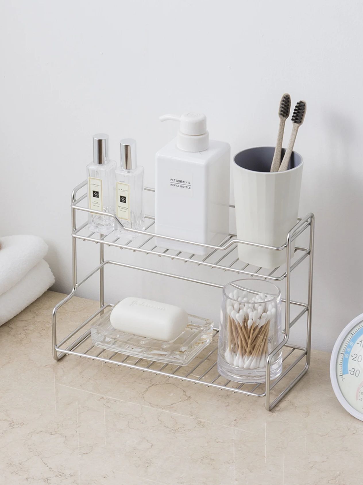2-Tier Stainless Steel Bathroo - Sports Equipment Storage Rack ulasan dan harga