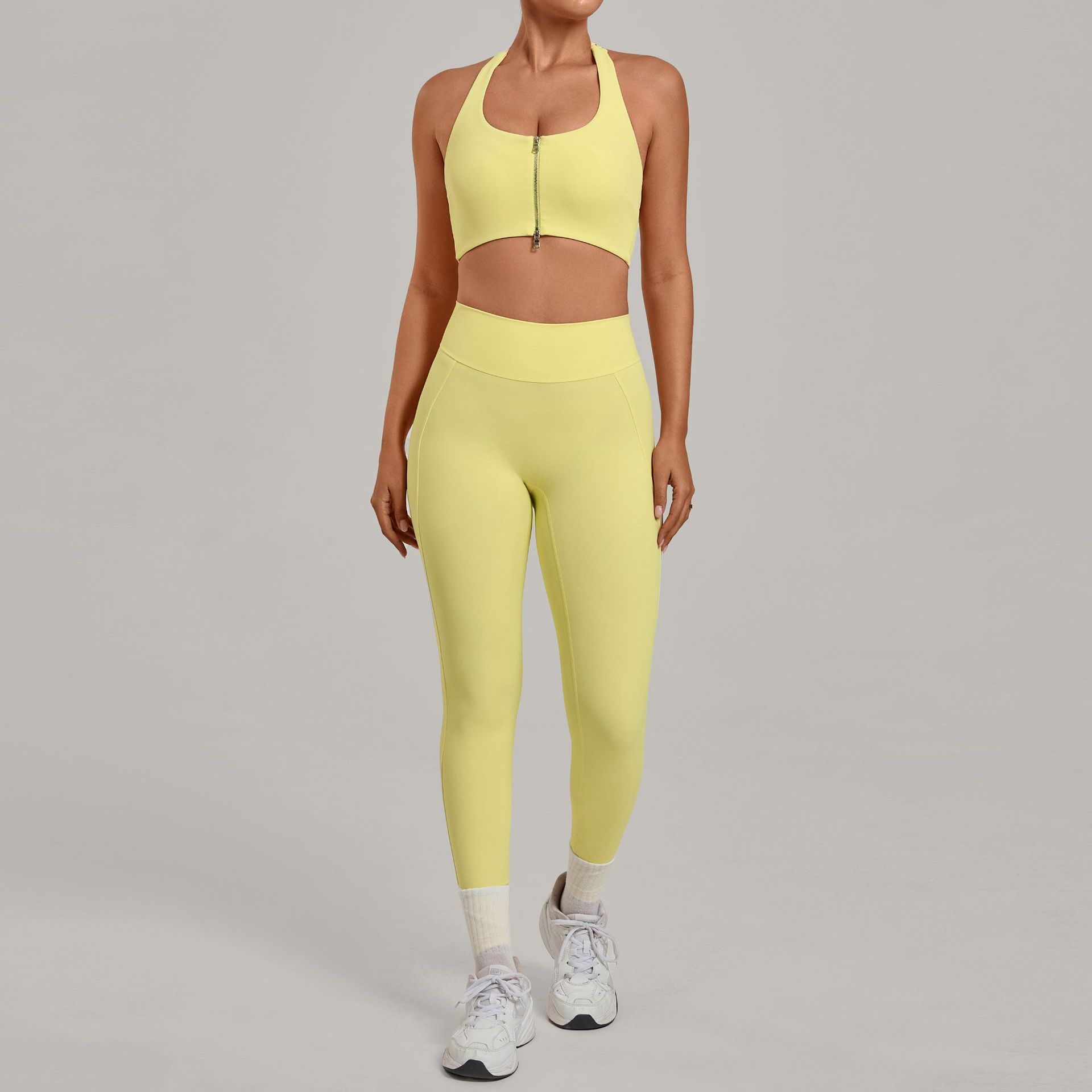 Women Halter Zip Sports Bra Hi - Sports Equipment Logos ulasan dan harga