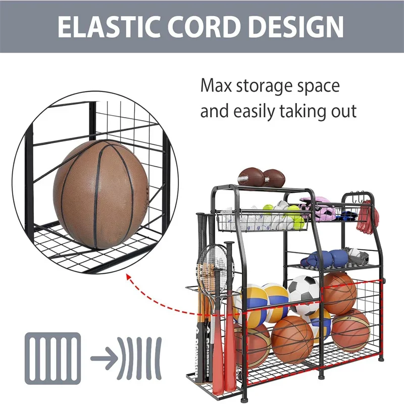 2026 Ball Storage Rack Garage  - Sports Equipment Garage Organizer ulasan dan harga